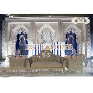 Cadres de toile de fond pour événements à thème marocain en extérieur, toile de fond de scène pour mariage royal, installation de panneaux de toile de fond, mariage musulman, cadres de mehraab blancs, États-Unis - Product Image 4