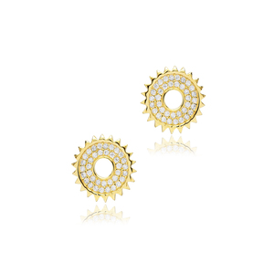 Sun Shape Hollow Design <b>Silver</b> <b>Stud</b> <b>Earrings</b> Turkish Handmade Wholesale 925 Sterling <b>Silver</b> Jewellery - Product Image 3