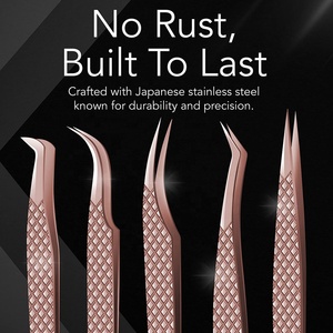 Ensemble de pinces à épiler pour extensions de cils en acier inoxydable, précision et durabilité, pointe lisse de 12 cm, pour cils individuels 3D/6D, volume, faux cils - Product Image 3