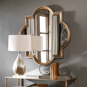 Luxury Quatrefoil <strong>Mirror</strong> Antique Gold Frame Statement <strong>Moroccan</strong> <strong>Style</strong> Wall <strong>Mirror</strong> for Bedroom Vanity Interior Design - Product Image 1