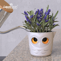 Pot Bunga Plastik Minimalis Aqualean Small 4 Inch Flow Mark Self Watering Cool Gray untuk Taman Rumah