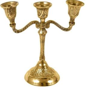 Bougie chauffe-plat de luxe en métal de haute qualité support de pilier gravure bougeoir de finition dorée - Product Image 1