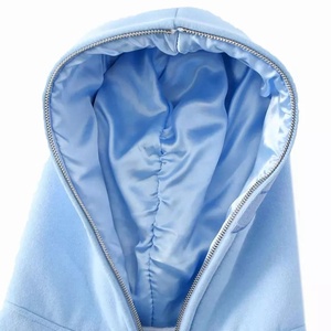 OEM heavyweight streetwear en blanco de gran tamaño de algodón orgánico de lana forro de satén Sudadera con capucha logotipo personalizado de los hombres de cara completa con cremallera Sudadera con capucha - Product Image 5