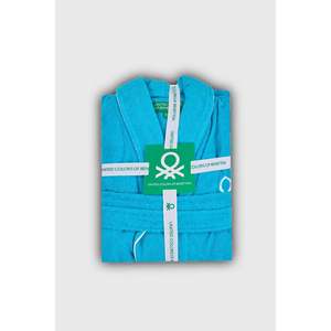 Be-0157-Tu Peignoir 100% coton turquoise - TURQUOISE - Product Image 2