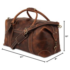 Bolsa de deporte de viaje para gimnasio de fin de semana de lona vintage de cuero suave genuino para hombre transpirable al por mayor - Product Image 6
