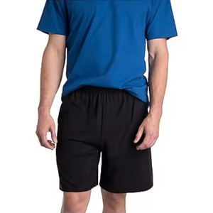 Pantalones cortos de entrenamiento de compresión para hombre personalizados al por mayor, pantalones cortos de gimnasio para hombre de malla negra lisa con bolsillo - Product Image 1