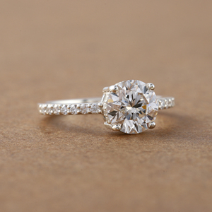 1,5 TCW corte redondo laboratorio cultivado diamante Pave ajuste anillo de compromiso lujoso anillo de compromiso de plata esterlina anillo de regalo para mujeres - Product Image 2