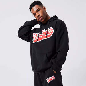 Ensemble survêtement homme personnalisé avec logo, streetwear d'hiver léger 100% coton, pantalon de survêtement et sweat-shirt à capuche, motif uni - Product Image 2