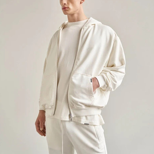 Haute qualité unisexe survêtement coton polaire hommes survêtement fermeture éclair mouche hommes sweats à capuche et pantalons ensembles pour hommes - Product Image 4