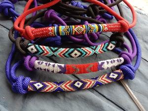 Colorido color azul hielo hecho a mano caballo cuerda con cuentas Halter con anudado Noseband caballo cuentas cuerda Halter caballo - Product Image 3