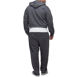 เสื้อฮู้ดครอปท็อปผ้าฝ้ายแท้ 100% สีเทาถ่าน สำหรับฤดูหนาว ขายส่ง รับออกแบบเอง ประดับด้วยคริสตัล - Product Image 6