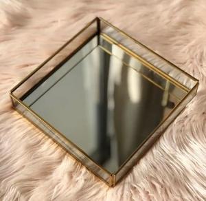 Budget Price Hot Selling Glass <b>Tray</b> Unique Design Gold Plated Metal Decorative <b>Mirror</b> Jewellery Display <b>Tray</b> at Low - Product Image 1