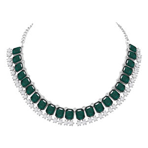 Collares gargantilla de piedra Colorstone, collares de plata de piedra austriaca, juego de collares de piedra para boda, ropa de fiesta, regalo para ella. - Product Image 4