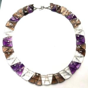 Collier en quartz naturel facetté, pierres précieuses de couleur mélangée taille triligne pour la fabrication de bijoux, Inde - Product Image 3