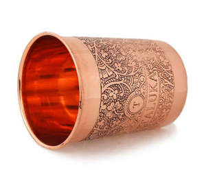 Vaso de Cobre Grabado en Relieve Cooper Glass de 10 oz, Ideal para Beber, Servir y Regalar - Product Image 3