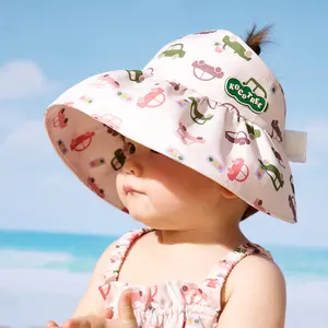 KOCOTREE topi bayi lucu bunga kosong atas Visor topi besar perlindungan UV topi balita