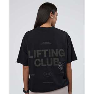 T-shirt en coton noir surdimensionné pour homme grande taille par Lifting Club FLX - Product Image 4