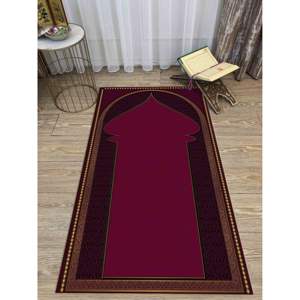 Tapis de prière rose et or : Décoration islamique pour la maison, tapis fin non tissé - Product Image 5