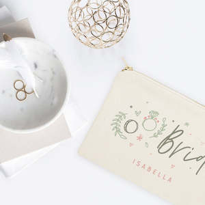 Trousse de Maquillage Personnalisée en Toile de Coton à Motif Floral pour Mariée, Grande Capacité, Organisateur de Maquillage avec Lettres - Product Image 3