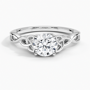 Anillo de compromiso solitario personalizable de oro blanco de 14 quilates Diseño único de moda Diamante cultivado en laboratorio para fiestas Aniversarios - Product Image 1