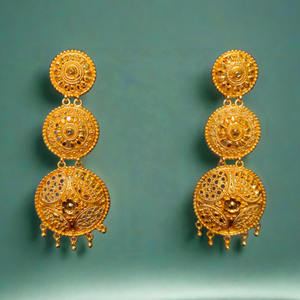 ชุดต่างหูใหม่ล่าสุดพร้อมดีไซน์แบบดั้งเดิมต่างหูชุบทอง22CT แบบ Jhumka สำหรับผู้หญิง - Product Image 1