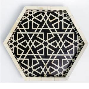 Plateau d'incrustation d'os de Style Antique fait à la main plateau décoratif Unique pour la cuisine à manger Table basse et but de décor classique - Product Image 4