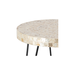 Table basse ronde en nacre au design moderne et sain avec pieds en métal Meubles de salon - Product Image 4