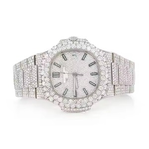 Montre Hip Hop de luxe antique avec Moissanite Diamond Bracelet en acier inoxydable entièrement glacé Affichage analogique Mouvement mécanique - Product Image 2