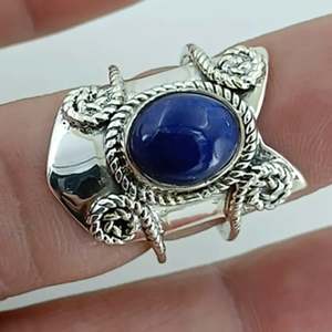 Boho September Birthstone <b>Ring</b> <b>Lapis</b> <b>Lazuli</b> Oval 925 Sterling Silver Handmade Perfect Gift for Her Birthday Licensed Private - Product Image 4
