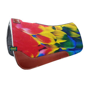 Ready to Ship Western Horse Riding Blended Wool Felt Contoured Numnah Saddle Pad Printed Graphic Cut Back Relief Felt Saddle Pad - Product Image 2