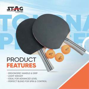 STAG ICONIC Kit de Tennis de Table Intermédiaire Approuvé ITTF avec Raquettes Smash et Balles ABS, 3 Balles et 2 Raquettes, Kit d'Entraînement - Product Image 4