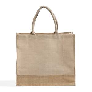 Medium Reusable Jute Blend Tote Bags Long Handle Burlap Accents Full Gusset-TJ913 Multiple Styles <b>String</b> Closure Great for Gifts - Product Image 1
