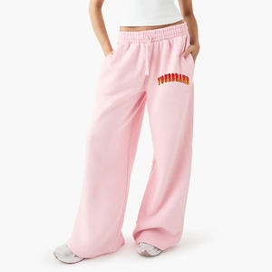 2025 femmes 100% coton dames pantalons de survêtement Baggy pantalon à jambes larges avec poches latérales Streetwear pantalon uni pour femmes - Product Image 6