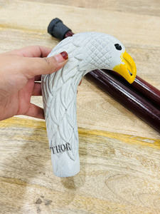 Beautiful Collectible Wooden Men's White Eagle Head Two Tier Treat Vintage Walking Cane Wooden Stick Nautical Cane Brown 36 Inch - Product Image 6