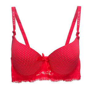 Completo reggiseno da donna a pois, coppa 1/2, confortevole, morbido, traspirante, in cotone, senza ferretto, push-up, con fiocco decorativo, chiusura posteriore in pizzo monopezzo - Product Image 5