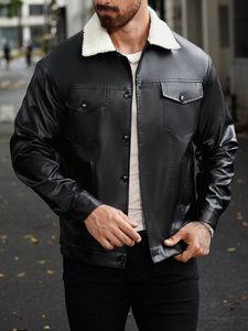 Chaqueta Universitaria de Cuero Genuino de Piel de Becerro Negra Personalizada de Alta Calidad para Hombre, Estilo Urbano a la Moda con Letras Bordadas - Product Image 4