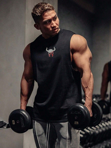 Vente en gros de gilet de gymnastique en coton sans manches pour homme avec logo Oem débardeur personnalisé à dos en Y pour le fitness et la musculation - Product Image 5