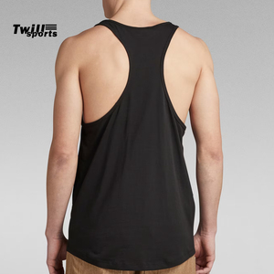 OEM Custom Logo High Quality <b>Men's</b> Workout Tank Tops Fashion <b>White</b> Black Cotton/Bamboo Fiber Breathable Quick Dry O-Neck - Product Image 4