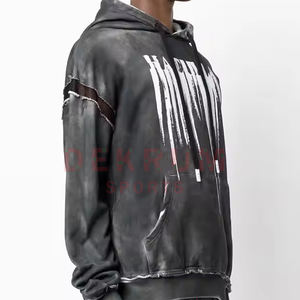 Sudadera con capucha desgastada del mejor diseño para la temporada de invierno Peso pesado Cómodo Manga completa Poliéster/Algodón Estampado sólido Invierno con capucha - Product Image 3