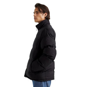 2023 hiver hommes matelassé bulle veste col montant avant fermeture éclair poches noir toile col montant avant fermeture éclair poches grand - Product Image 4