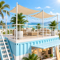 Café-restaurant Etodevice sur deux étages, conteneur maritime de 20 pieds entièrement équipé, bar mobile en conteneur avec terrasse sur le toit