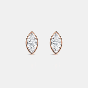 14K Gold Marquise Cut Lab Grown Diamond Stud <b>Earrings</b> Bezel Set Engagement Wedding CVD Diamond <b>Cuff</b> Fine Stud <b>Cuff</b> Women - Product Image 5
