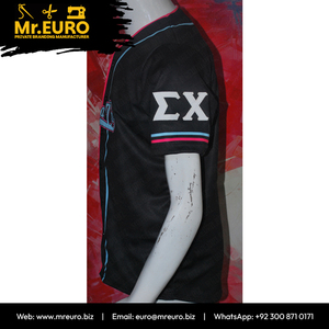 Maillot de baseball noir personnalisé à manches courtes, col en V, fermeture boutonnée, impression par sublimation, Sigma Chi, unisexe, évacuation de l'humidité, coupe ample - Product Image 6
