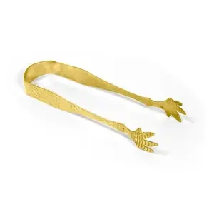 Metal ice tong com ouro chapeado para bar acessórios tamanho personalizado melhor qualidade ice serving tong para preço de atacado