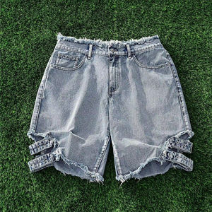 กางเกงยีนส์ขาสั้นผู้ชายคุณภาพสูง ผ้าฝ้าย 100% ทรงสปอร์ต สตรีทแวร์ ระบายอากาศ แห้งเร็ว - Product Image 1