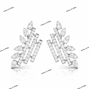 ต่างหูเม็ดเดี่ยวทรงเรขาคณิตแบบโมเดิร์นพร้อมจี้เพชรโมอิสสีเงินประกายสำหรับผู้หญิง - Product Image 3