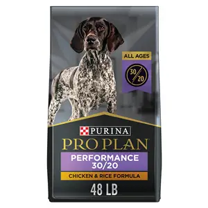 Purina Pro Plan de alta calidad, alta en calorías, alta proteína, comida seca para perros 30/20, fórmula de Pollo y Arroz