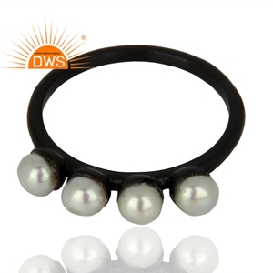 Hot Selling <b>Sterling</b> <b>Silver</b> Natural Pearl <b>Set</b> Stackable <b>Ring</b> Custom Jewelry For Women Gift For Her - Product Image 2