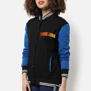 Chaqueta universitaria cómoda y transpirable de alta demanda para mujer, chaqueta pesada con logotipo impreso personalizado para mujer, doble color - Product Image 3