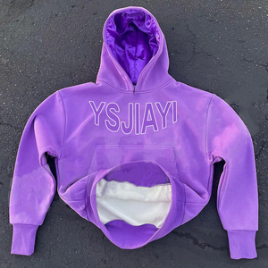 Fabricants de vêtements Sweatshirts à capuche personnalisés pour hommes Sweatshirts à capuche en éponge française lourde doublée de satin Pull à capuche avec impression bouffante 3d - Product Image 3